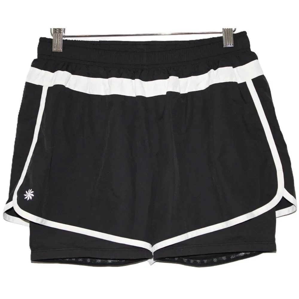 Womens Athleta Hana Short 2 In 1 Black Polyester Spandex Athletic Shorts Size M